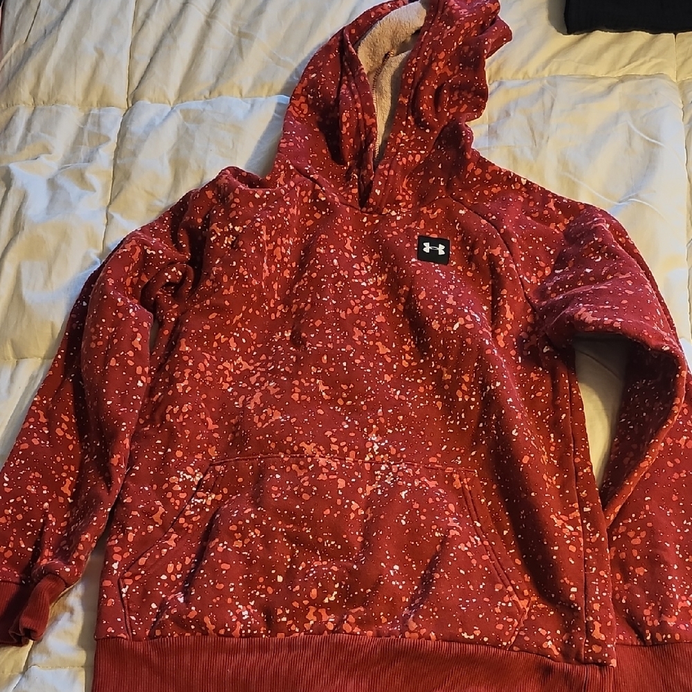 Under Armour Red and White Patterned Hoodie